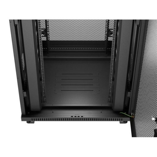 Lanberg 19" szabadon álló rack szekrény 37U/800X800, perforált ajtó, lapraszerelt, LCD kijelző, fekete