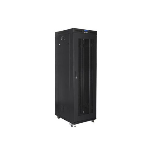 Lanberg 19" szabadon álló rack szekrény 42U/800X800 perforált ajtó, lapraszerelt, LCD kijelző,  fekete