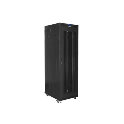 Lanberg 19" szabadon álló rack szekrény 42U/800X800 perforált ajtó, lapraszerelt, LCD kijelző,  fekete