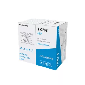   Lanberg 1Gb/s U/UTP rézzel bevont (CCA) fali kábel 305m, AWG23, 250Mhz, Fca, szürke