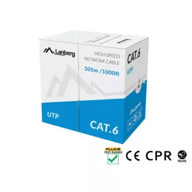   Lanberg Cat.6 U/UTP réz fali kábel 305m, AWG24, PVC, 250Mhz, Eca, szürke, CPR