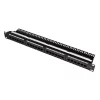 LogiLink Cat.6 patch panel 24-portos, árnyékolatlan, 19" rackbe, fekete, tehermentesítővel
