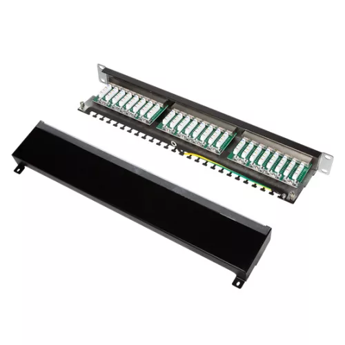 LogiLink Cat.6 patch panel 24-port 19" STP, fekete, EconLine