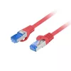 Lanberg patch kábel, Cat6a S/FTP LSZH CCA 0,5 m, piros 