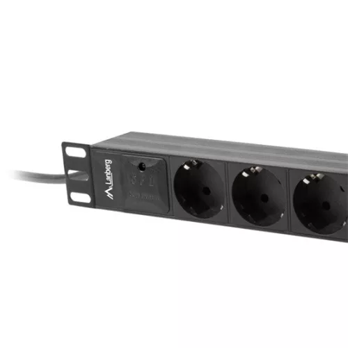 Lanberg 10" PDU/elosztósor 1U 16A 2m 3x Schuko aljzat, fekete