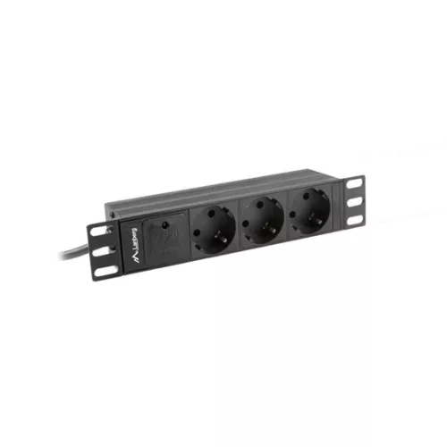Lanberg 10" PDU/elosztósor 1U 10A 2m 3x Schuko aljzat fekete C14