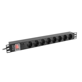   Lanberg 19" PDU/elosztósor 1U 16A 2m 8x Schuko aljzat, fekete