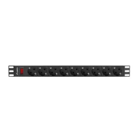   Lanberg 19" PDU/elosztósor 1U 16A 3m 9x Schuko aljzat, fekete