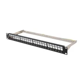   Lanberg Üres patch panel 24 port 1U 19" FTP, árnyékolt, tehermentesítővel, fekete