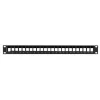 Lanberg Üres patch panel 24 port 1U 19" tehermentesítővel, fekete