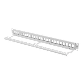   Lanberg Üres patch panel 24 port 1U 19" tehermentesítővel, szürke