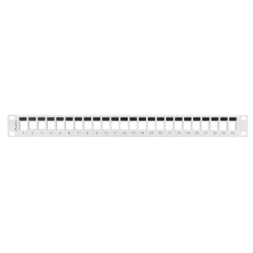 Lanberg Üres patch panel 24 port 1U 19" tehermentesítővel, szürke