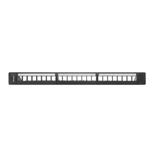 Lanberg Üres patch panel 24 port 1U 19" kábelrendező panellel, műanyag, fekete