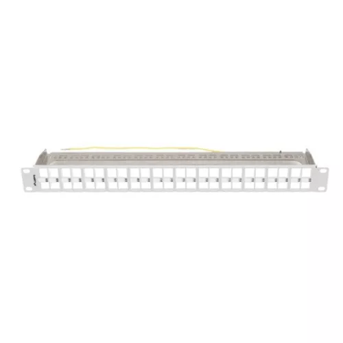 Lanberg Üres patch panel 48 port 1U 19" FTP, árnyékolt, tehermentesítővel, szürke