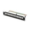Lanberg Üres patch panel 12 port 1U 10" FTP, árnyékolt, tehermentesítővel, fekete V2