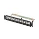 Lanberg Üres patch panel 12 port 1U 10" FTP, árnyékolt, tehermentesítővel, fekete V2