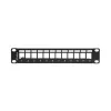 Lanberg Üres patch panel 12 port 1U 10" FTP, árnyékolt, tehermentesítővel, fekete V2