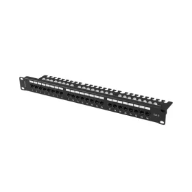   Lanberg Patch panel 24 port 1U 19" CAT.6 UTP, tehermentesítővel, fekete