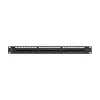 Lanberg Patch panel 24 port 1U 19" CAT.6 UTP, tehermentesítővel, fekete