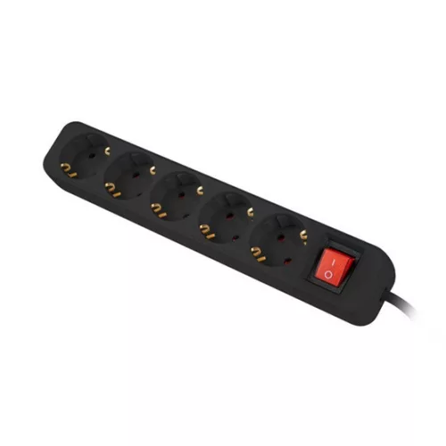 Lanberg elosztó 3 m 5x Schuko aljzat kapcsolóval, fekete