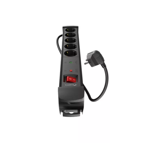 Lanberg Túlfeszültség védő elosztó, 5x Schuko aljzat, 1.5 m, fekete