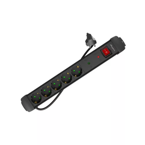 Lanberg Túlfeszültség védő elosztó, 5x Schuko aljzat, 1.5 m, fekete