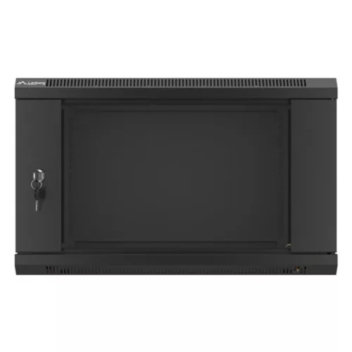 Lanberg 19" fali rack szekrény 6U/600X450 üvegajtó, lapraszerelt, fekete V2