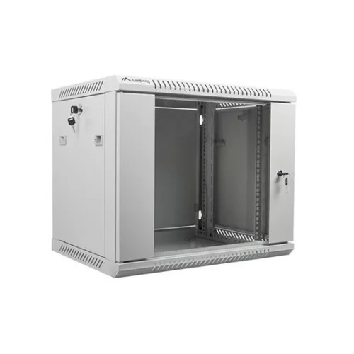 Lanberg 19" fali rack szekrény 9U/600X450 üvegajtó, lapraszerelt, szürke V2
