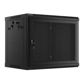   Lanberg 19" fali rack szekrény 9U/600X450 perforált ajtó, lapraszerelt, fekete