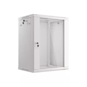   Lanberg 19" fali rack szekrény 15U/600X450 üvegajtó, lapraszerelt, szürke V2