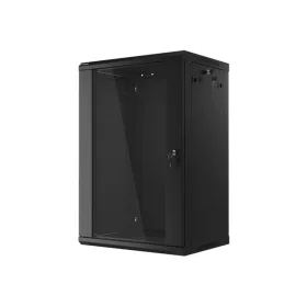   Lanberg 19" fali rack szekrény 18U/600X450 üvegajtó, lapraszerelt, fekete V2