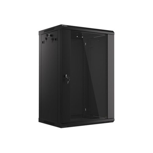 Lanberg 19" fali rack szekrény 18U/600X450 üvegajtó, lapraszerelt, fekete V2