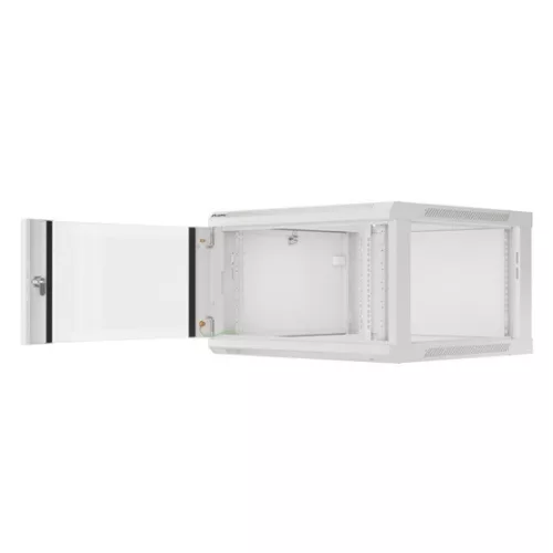 Lanberg 19" fali rack szekrény 6U/600X600 üvegajtó, lapraszerelt, szürke V2