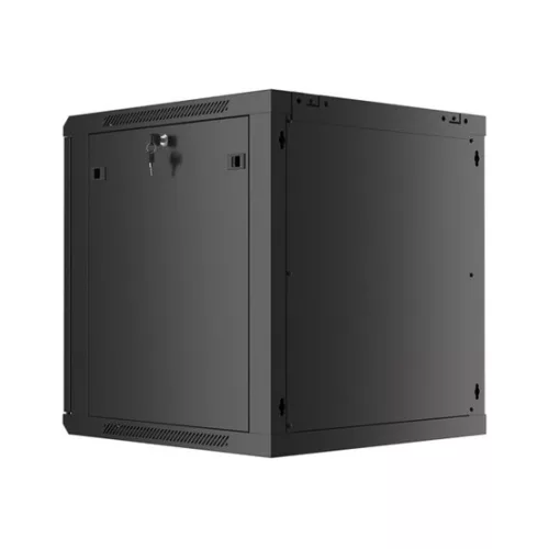 Lanberg 19" fali rack szekrény 12U/600X600 üvegajtó, lapraszerelt, fekete V2