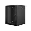 Lanberg 19" fali rack szekrény 15U/600X600 üvegajtó, lapraszerelt, fekete V2