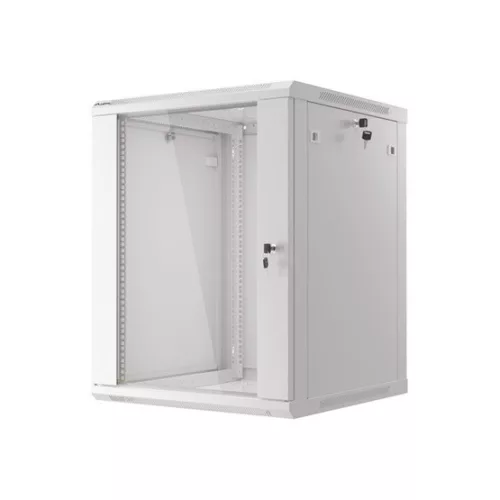 Lanberg 19" fali rack szekrény 15U/600X600 üvegajtó, lapraszerelt, szürke V2