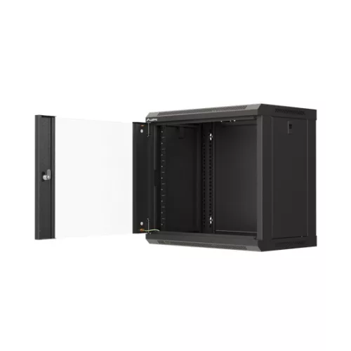 Lanberg 19" fali rack szekrény 9U/540X350 üvegajtó, lapraszerelt, fekete