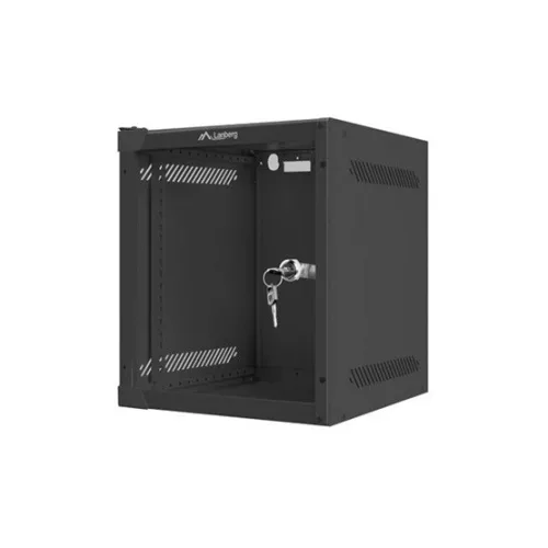 Lanberg 10" fali rack szekrény 6U/280X310, üvegajtó, lapraszerelt, fekete