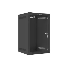   Lanberg 10" fali rack szekrény 9U/280X310, üvegajtó, lapraszerelt, fekete