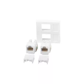   Lanberg 45x45mm beépítőkeret 2xRJ45 CAT.6 UTP keystone modullal, fehér