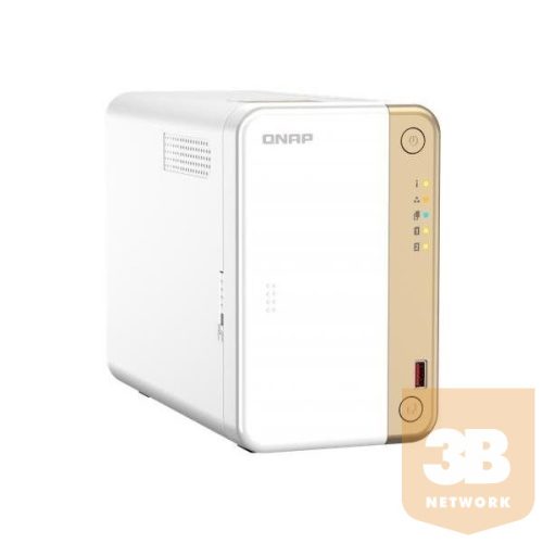 QNAP NAS 2 fiókos Intel® Celeron N4505 2x2,9GHz, 4GB RAM, 1x2500Mbps, HDMI, 2xM.2 2280 Slot, 2xUSB3.2Gen2 - TS-262-4G