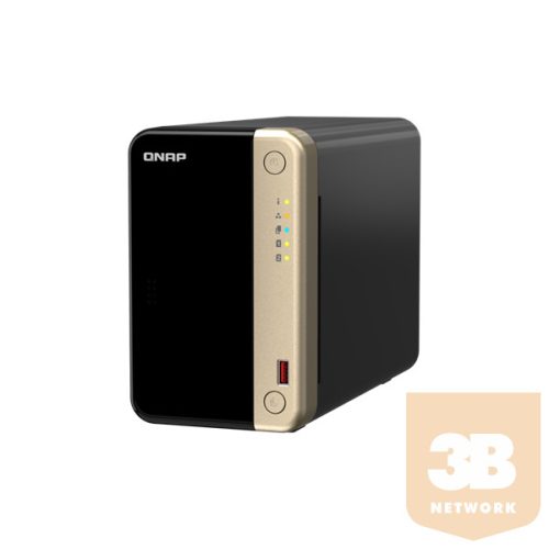 QNAP NAS 2 fiókos Celeron N5095 4x2,9GHz, 8GB RAM, 2x2500Mbps, HDMI 2.1, 2xM.2 2280 Slot, 2xUSB3.2Gen2 - TS-264-8G