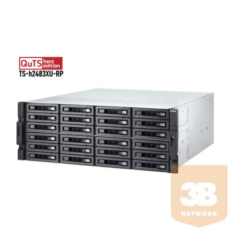 QNAP NAS 24 fiókos TS-h2483XU-RP-E2236-128G XEON 6x3,4GHz, 4x32GB RAM, 4x1000/100, 2x10GbE SFP+ SmartNIC port, 2x10GBase