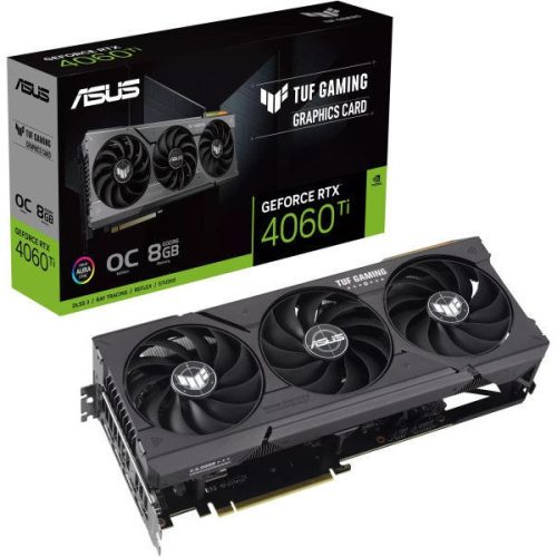 Asus Videokártya - nVidia TUF-RTX4060TI-8G-GAMING (8192MB, GDDR6, 2565/18000 Mhz, 128bit, HDMI2.1, 3xDP1.4)