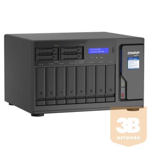 QNAP NAS 12 fiókos TVS-h1288X-W1250-16G XEON 6x3,3GHz, 2x8GB RAM, 4x2.5G/1G/100M,  2 x 10GBASE-T (10G/1G)