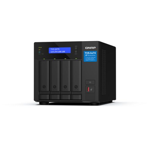 QNAP NAS 4 fiókos TVS-h474-PT-8G Pentium® Gold G7400 2x3,7GHz, 8GB DDR4 RAM, 422.5G/1G/100M, HDMI 1.4b