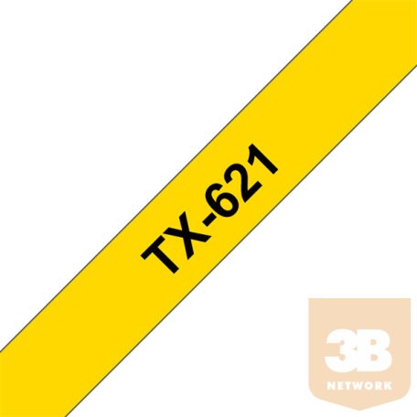 BROTHER Címke TX621, Sárga alapon fekete laminált szalag - 9 mm széles