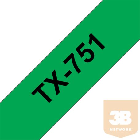 BROTHER Címke TX751, Zöld alapon fekete, 24 mm széles, 15m