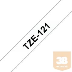   BROTHER Festékszalag TZe-121, Átlátszó alapon Fekete, Laminált, 9mm 0.35", 8 méter