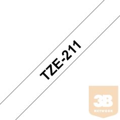   BROTHER Festékszalag TZe-211, Fehér alapon Fekete, Laminált, 6mm 0.23", 8 méter